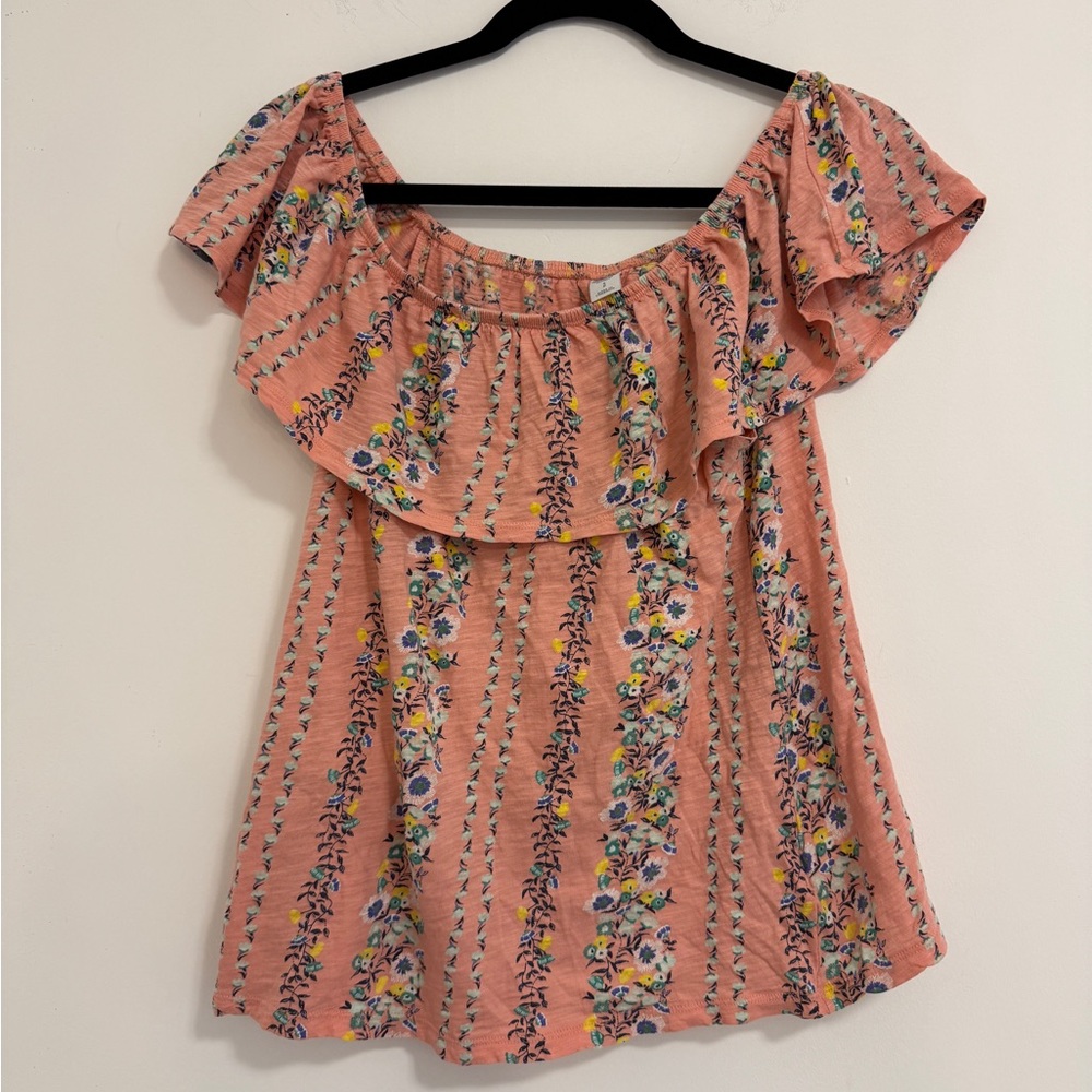 Floral Off-Shoulder Top in Pink Orange